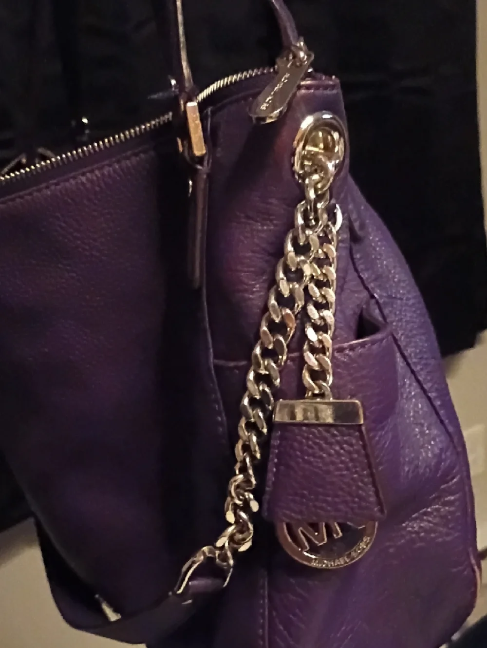 Michael Kors Deep Purple Pebbled Leather Tote - Picture 5 of 6